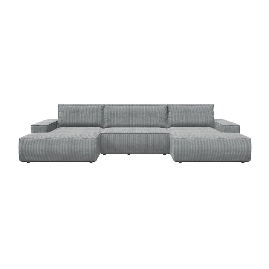 Vente-unique Schlafsofa Amelia in Hellgrau mit Cord-Bezug - Bild 2