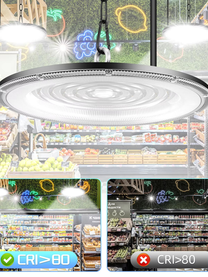 Energiesparende LED UFO Hallenleuchte IP66 Wasserdicht, 6500K Tageslicht Weiß, Industrielle Deckenlampe aus Aluminium für Lager, Werkstatt und Garage - Bild 8