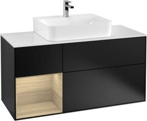V&B Waschtischunterschrank Finion in Blau lackiert mit offenem Regal links, Breite: 120 cm, Tiefe: 50,1 cm, Höhe: 50,1 cm - Bild 1