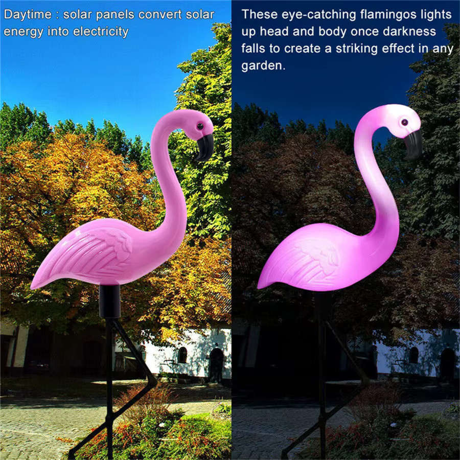 PAMNNY Flamingo Solar-LED-Außenleuchte in Pink zur Garten- und Wegbeleuchtung - Bild 2