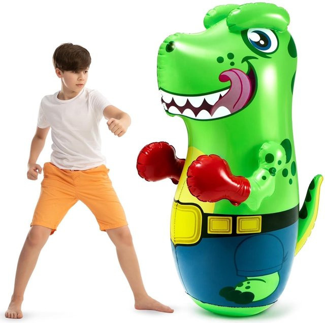Joyfy T-Rex Dinosaurier Boxsack, aufblasbar, mit Rückprall-Funktion, green - Bild 1