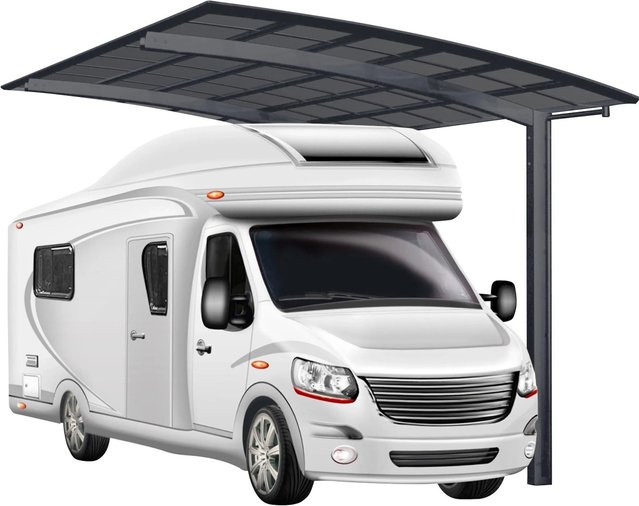 Ximax Runddach-Einzelcarport Portoforte Caravan Typ 60 Standard in Schwarz mit Polycarbonatplatten und Aluminium - Bild 1
