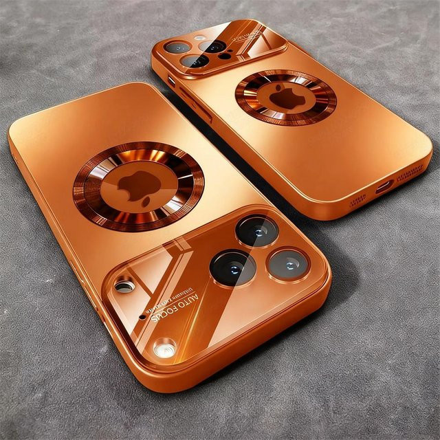 Reggo Handyhülle für iPhone 17 16 15 14 13 12 11 Pro Max Plus mit MagSafe und Kameraschutz in Titanium Metallic Matt Orange - Bild 1
