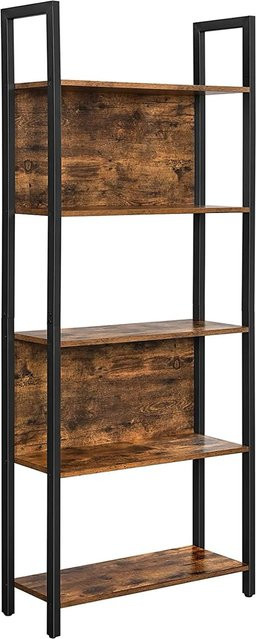 Vasagle Bücherregal im Industriestil mit 3 Ebenen, Braun-Schwarz, B/T/H: 62 x 24 x 165 cm - Bild 1