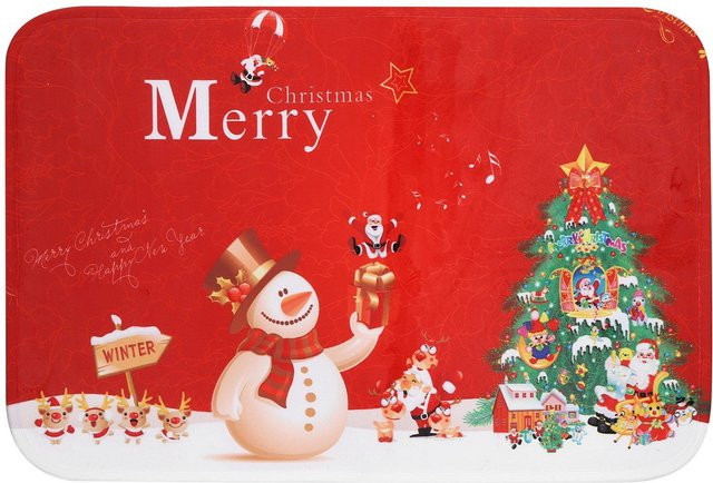 Rutschfeste Weihnachts-Fußmatte von CosyHome in Rot, waschbar, B/T: 60 x 40 cm - Bild 1