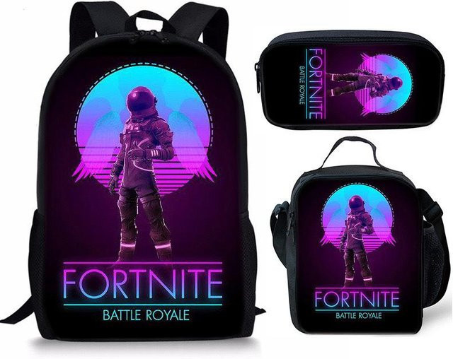 3-teiliges Fortnite Schulset mit Rucksack, Schultasche, Federmäppchen und Brotdose in Multicolour von Discover Intime - Bild 1