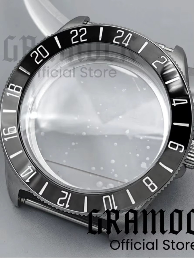 GRAMOCK Uhrengehäuse Diver, Edelstahl, 40 mm, Schwarz, Grün, Saphirglas - Bild 2