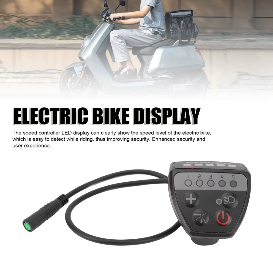 Qiilu LED-Anzeigefeld für Elektrofahrräder, 5-polig, Geschwindigkeitsregler in Schwarz - Bild 5