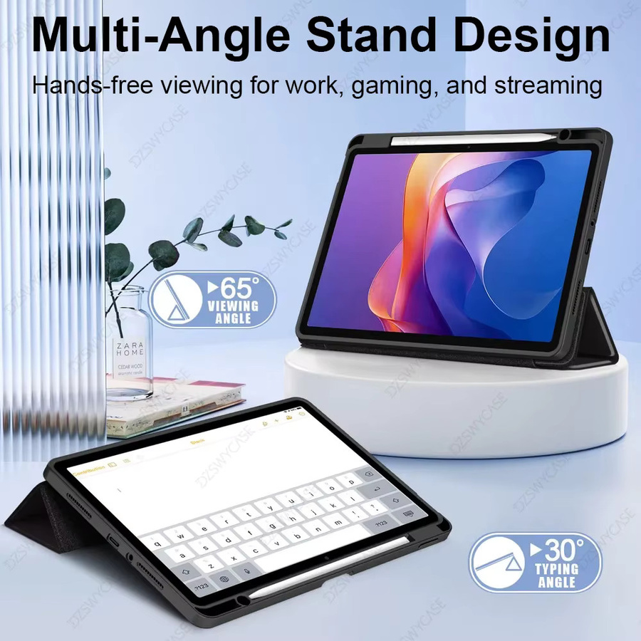 Transparente Trifold-Standhülle mit Stifthalter für Xiaomi Redmi Pad 2, Pad 2 SE und Pad Pro, Farbe: Blau - Bild 3