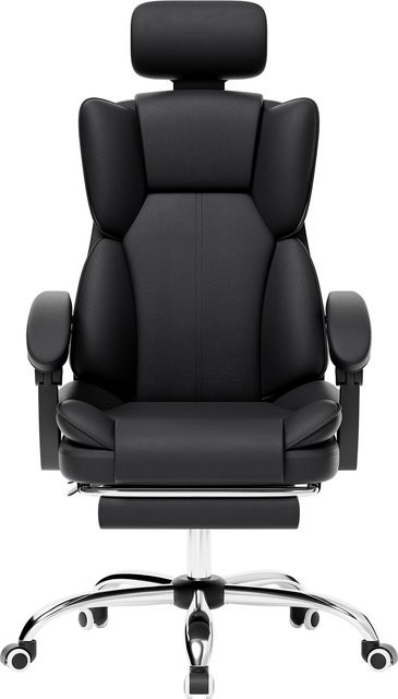 SUKIDA Gaming-Stuhl Ergonomischer Gamer-Stuhl mit Fußstütze und Kopfstütze in Beige-Schwarz aus Kunstleder - Bild 1