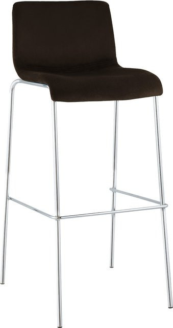 CLP Barhocker Hover mit Lehne, gepolsterter Barstuhl mit Samtbezug und Chrom-Metallgestell - Bild 1