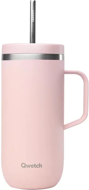 Isolierbecher aus Edelstahl mit Griff von Qwetch in Pink, 0,335 l - Bild 1