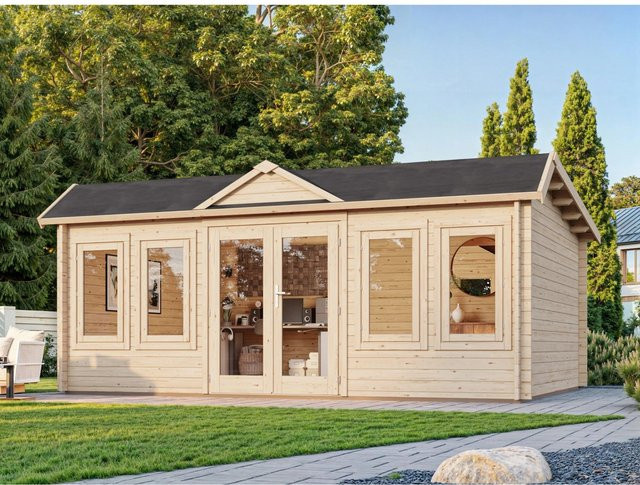 Palmako Gartenhaus Claudia Pent aus Fichtenholz in Grau mit Fußboden und Montage-Set, B/T/H: 578 x 425 x 249 cm - Bild 1