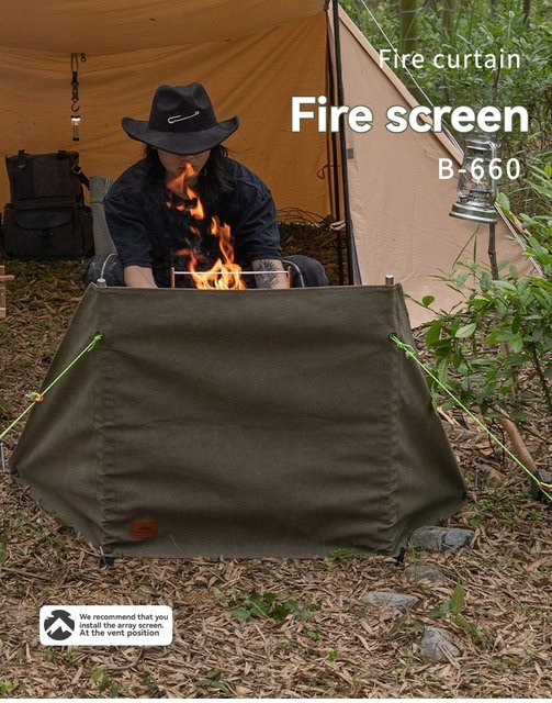 CAMPINGMOON B-660 flammhemmender Leinwand-Feuerbrennzaun für Picknicks im Freien - Bild 1