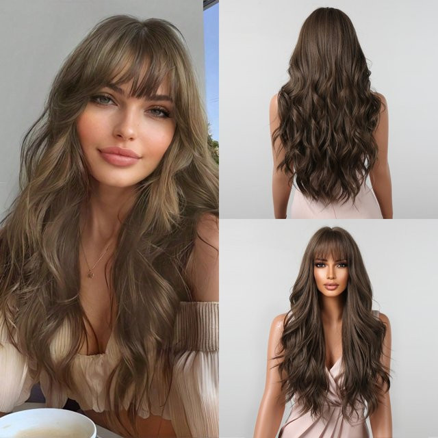 HAIRCUBE Perücke, lange gewellte Locken mit Pony, Kunsthaar, Damen - Bild 1