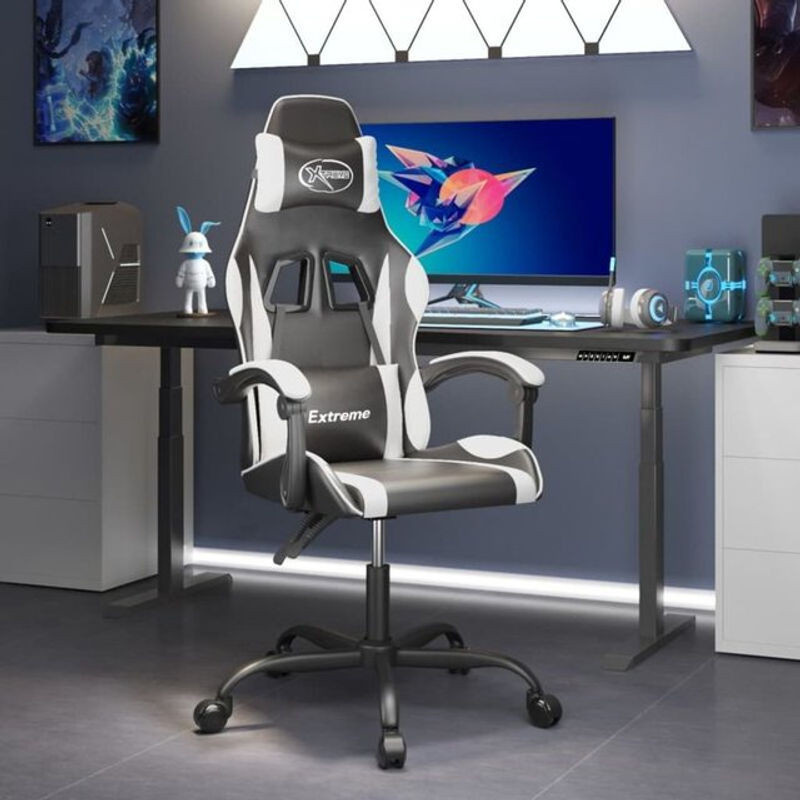 vidaxl Gamingstuhl aus Kunstleder und Metall in Schwarz/Weiß - Bild 1