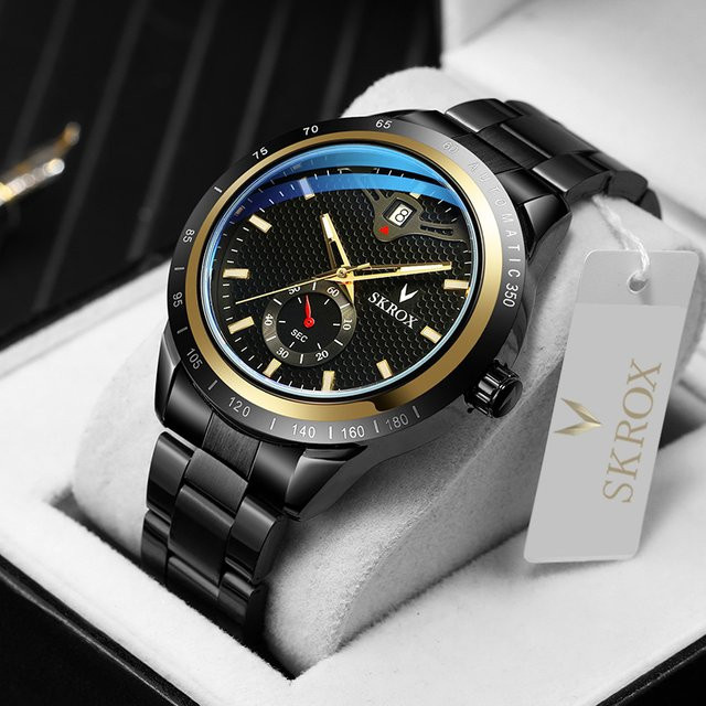 SKROX Armbanduhr Edelstahl, Automatik, Saphirglas, Schwarz, Herren - Bild 1