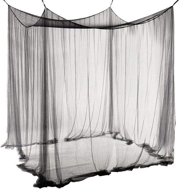 Chose One Moskitonetz für das Bett in Schwarz, Vier-Ecken-Design ohne Montage, H x B x T: 240 x 190 x 210 cm - Bild 1