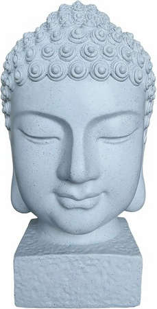 Relaxdays Buddha Kopf aus Polyresin in Weiß, asiatische Deko-Figur wetterfest, H x B x T: 70 x 45 x 45 cm
