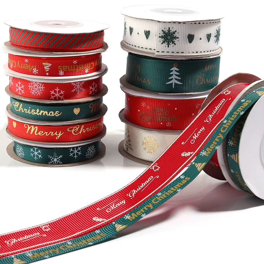 Linsoir Beads Weihnachtsband aus Polyester in Mehrfarben für handgefertigte Weihnachtsdekoration und Geschenkverpackungen, 10 Yards pro Rolle - Bild 2