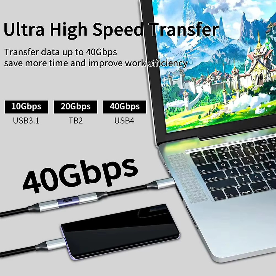NNBILI USB4.0 Thunderbolt 3 auf USB-C Buchse Koppler Adapter für 40 Gbit/s Datenübertragung und 8K 4K Video - Bild 2