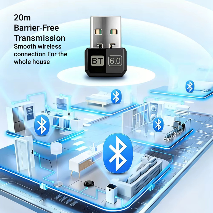 KEBIDUMEI USB Bluetooth 6.0 Adapter in Schwarz für PC und Windows 11/10/8.1 als Bluetooth-Empfänger und Sender für Tastatur und Maus - Bild 4