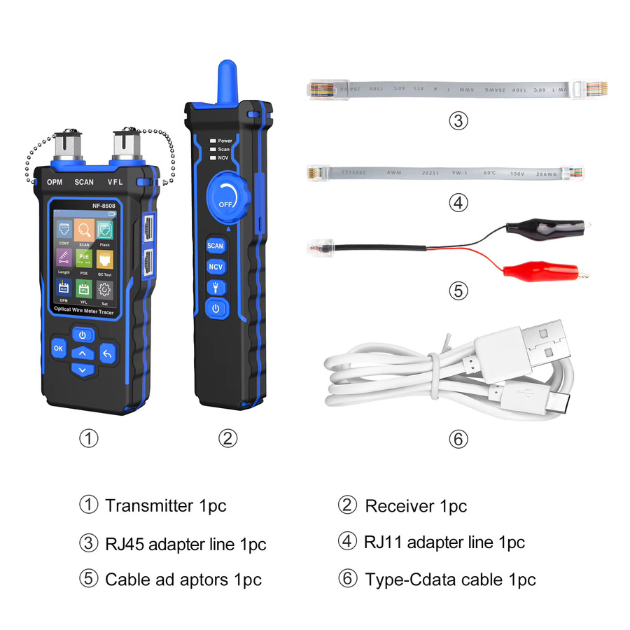 NOYAFA NF-8508 Kabeltester mit LCD, Längenmessung, Wiremap, PoE-Test, VFL und OPM für CAT5 und CAT6 RJ45 Kabellocator und Inspektionswerkzeug - Bild 6