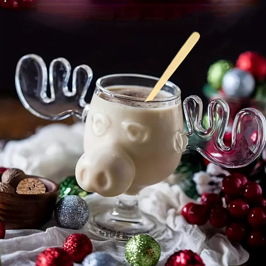 Kreatives Elch-Glas für Weihnachten, transparentes Rentier-Design, 240 ml - Bild 3