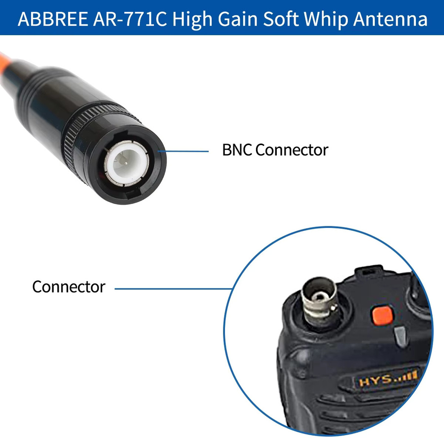 ABBREE AR-771C Dualband-Flexible Antenne BNC 144/430 MHz für Walkie Talkie IC-V85 F3S HT-66 - Bild 3