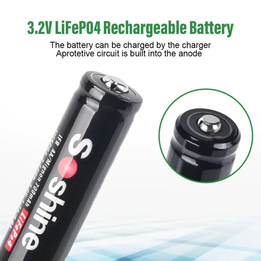 Soshine LiFePO4-Akku AA 14500 3,2 V mit 700 mAh in Schwarz - Bild 2
