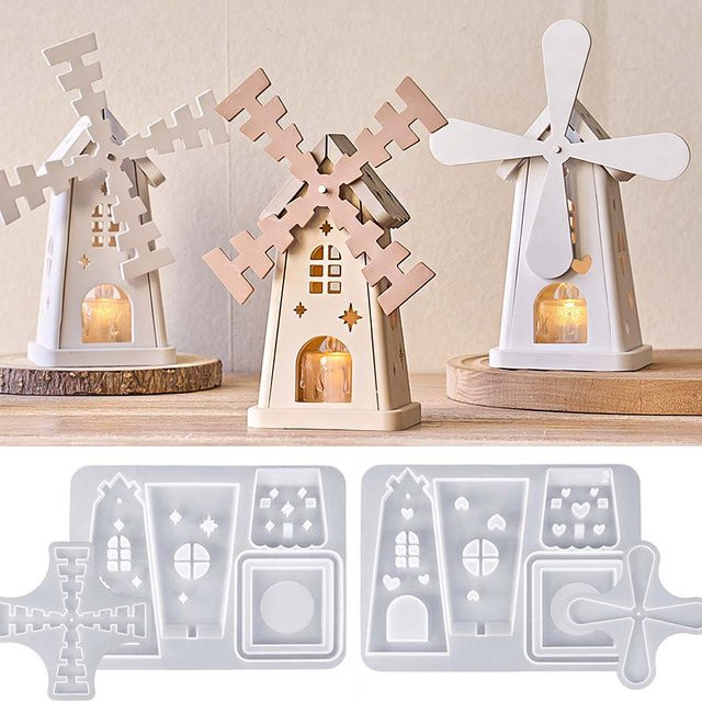 UDOCOOL Silikonform Windmühle Haus für DIY Gips Beton und Wachs als Design Ornament - Bild 1