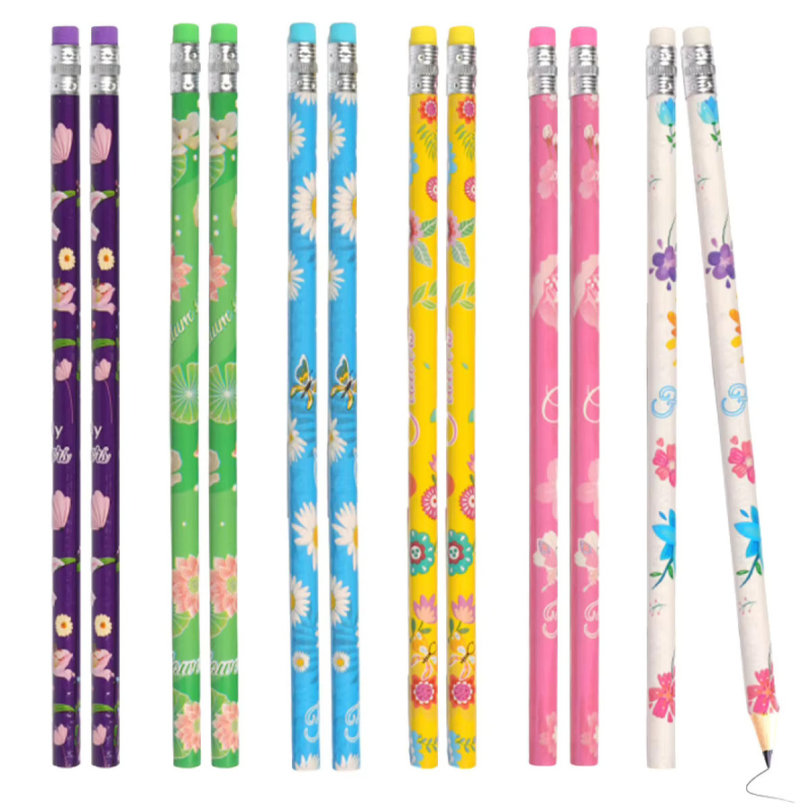 12 Stück Blumen-Bleistifte HB mit Graphit für Schule und Zeichnen, Mehrfarbig - Bild 2
