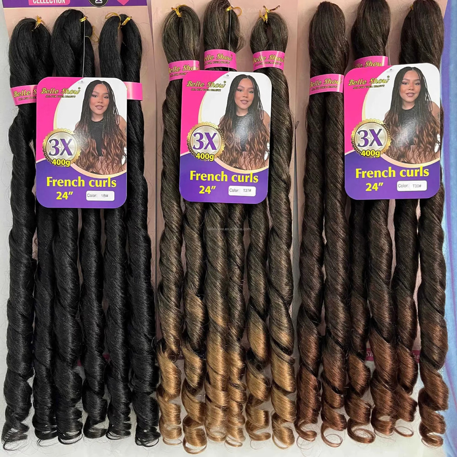 Lyjhjz Haarbündel, französisch lockig, synthetisch, 24 Zoll, 3 Stück - Bild 4