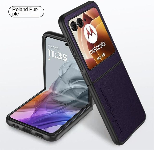 Premium Lederhülle für Motorola Razr 50 Ultra und Razr 40 in Purple, stoßfeste Handyhülle von szHAIyu - Bild 1