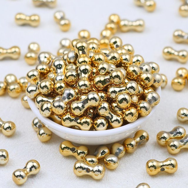JHNBY Perlen, Knochenförmig, Acryl, Gold, 9*17mm, Unisex - Bild 1