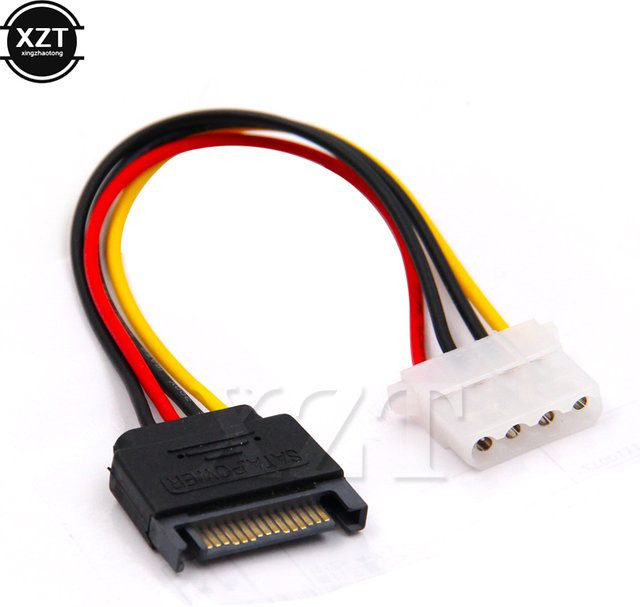 WYMECT SATA 15-Pin auf 4-polige Molex IDE Stromversorgung Adapterkabel für Computer HDD-Festplatten, Länge: 180 mm - Bild 1