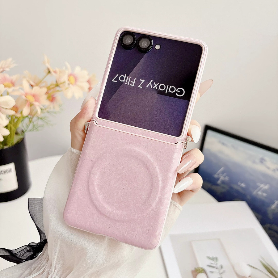 Magnetische MagSafe Handyhülle mit Scharnierschutz für Samsung Galaxy Z Flip 5 6 5G in Pink - Bild 3