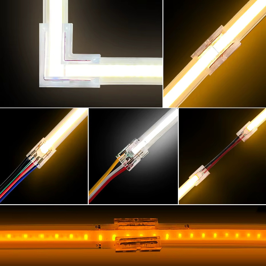 Asign 5er Set COB LED Streifen Stecker für 5V 12V 24V in Transparent, verschiedene Ausführungen für 2pin 3pin 4pin mit 5mm 8mm 10mm Breite - Bild 3