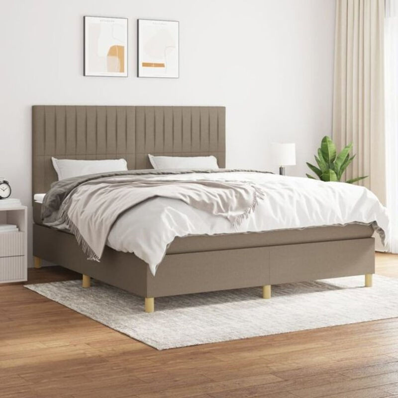 Vidaxl Boxspringbett mit Matratze in Taupe Meliert aus Stoff, B/T/H: 160 x 200 x 118 cm - Bild 1
