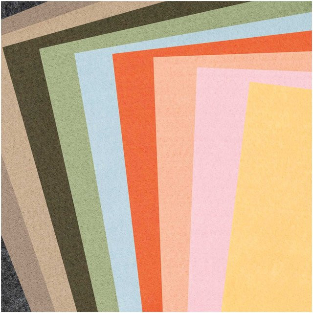Rico Design Filz-Plattenset in Erdfarben, 10 Farben, Stärke: 1 mm, B x H: 20 x 30 cm - Bild 1