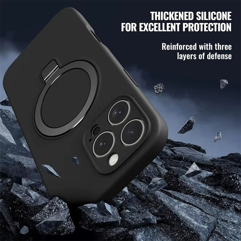 Flüssigsilikon MagSafe Magnetring Hülle für Apple iPhone 16 15 14 13 12 Pro Max Plus in Schwarz und Blau - Bild 2