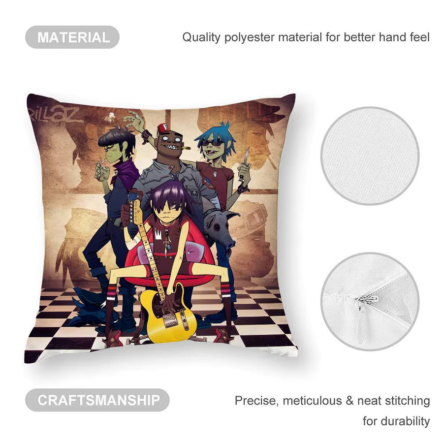 Gorillaz Band Kissenbezug quadratisch doppelseitig bedruckt zur Dekoration - Bild 4