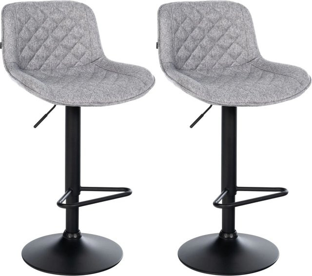 DELUKE 2er Set Barhocker KUHAR in Grau, höhenverstellbare Barstühle mit Lehne und 360 Grad Drehbarkeit, B/T/H: 50 x 52 x 84 cm - Bild 1