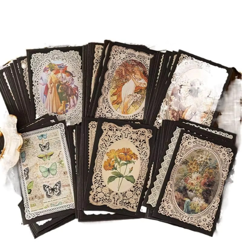 60 Stück Vintage Scrapbooking Papier mit Spitzenmuster in Multicolour für DIY Album Dekoration - Bild 7
