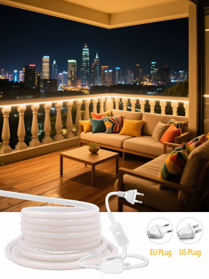 CHNAITEKE COB-LED-Streifen Wandleuchte Set, Warmweiß, Wasserdichtes Silikon-Lichtband für Garten und Zuhause - Bild 6