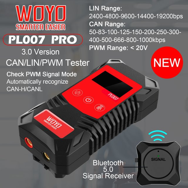 WOYO PL007 PRO 3.0 CAN BUS Tester mit Wireless-Signalempfänger, LIN BUS Analyzer und PWM-Signal Detektor in Schwarz - Bild 1