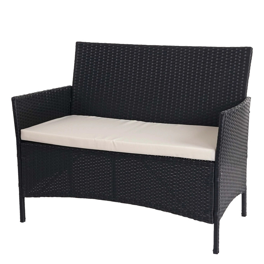 MCW Poly-Rattan Gartenbank Hamar in Anthrazit mit beigen Kissen, B/T/H: 106 x 83 x 60 cm - Bild 2