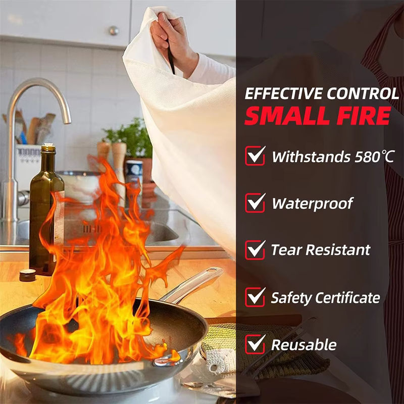 Notfall-Feuerlöschdecke aus Fiberglas in Weiß für Zuhause und Küche - Bild 2