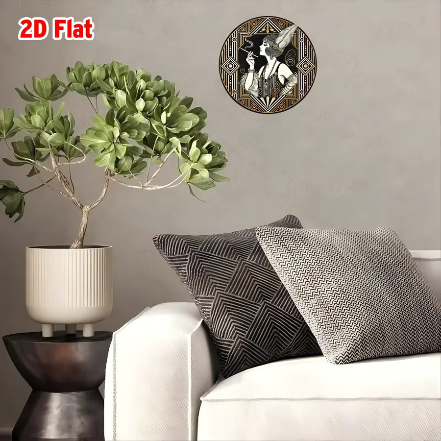 CIFBUY Art Deco Metall-Wandkunst im Gatsby Flapper Stil, Runde Wanddekoration mit Feder-Jazz-Design, Durchmesser: 20,32 cm - Bild 4