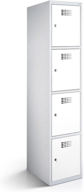 rotstahl Fächerschrank mit 4 Fächern in Weiß und lichtgrauem Korpus, B/T/H: 40 x 50 x 180 cm - Bild 1
